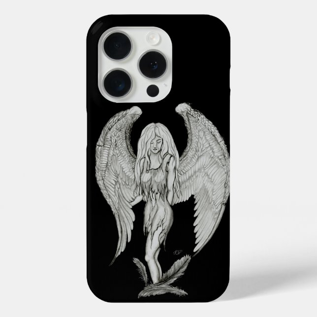 Funda De Case-Mate Para iPhone Ángel - Diseño en blanco y negro (Reverso )