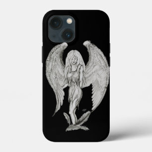 Funda Para iPhone 13 Mini Ángel - Diseño en blanco y negro
