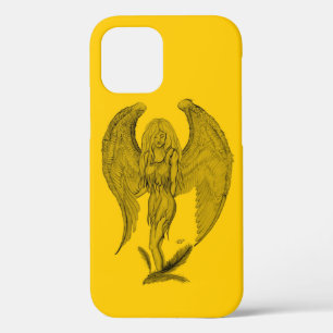 Funda Para iPhone 12 Ángel - diseño negro y amarillo