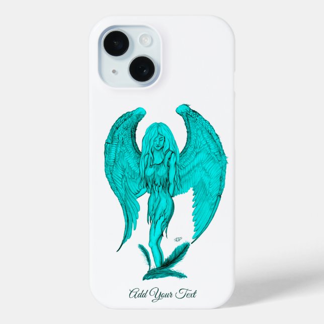 Funda De Case-Mate Para iPhone Ángel, diseño negro y verde (Reverso )