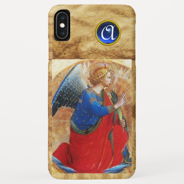 FUNDA DE Case-Mate PARA iPhone ANGEL EN MONOGRAMA ORO ROJO Y AZUL (Reverso)