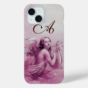 Funda Para iPhone 15 ANGEL JUGANDO CON LYRA SOBRE EL monograma rosado d