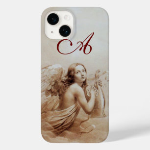 Funda Para iPhone 14 De Case-Mate ANGEL JUGANDO LYRA SOBRE EL monograma marrón de la