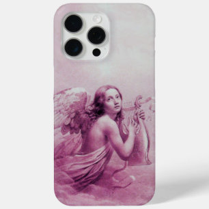 Funda Para iPhone 15 Pro Max ANGEL JUGANDO LYRA SOBRE LAS NUBES DE color rosa