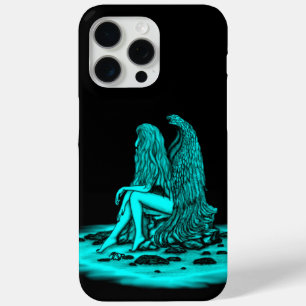 Funda Para iPhone 15 Pro Max Ángel, perdido en el pensamiento, negro y verde Di