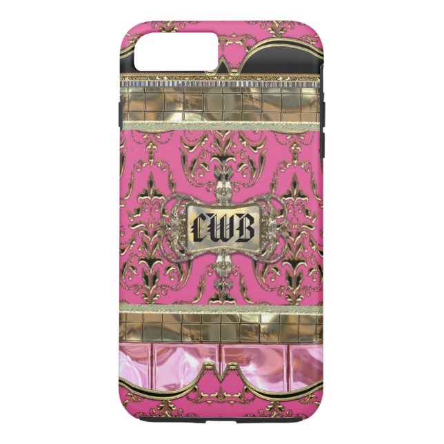 Funda De Case-Mate Para iPhone Ángel Rhyse VII Plus Lark Elegant Damask Monograma (Reverso)