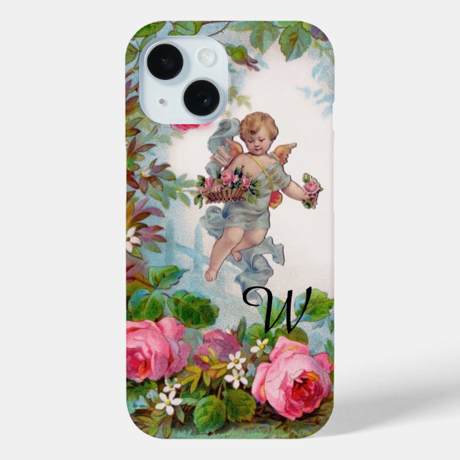 FUNDA DE Case-Mate PARA iPhone ÁNGEL ROMÁNTICO RECOGIENDO ROSAS Y FLORES ROSADAS (Reverso )