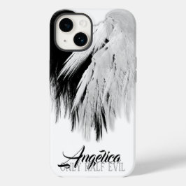 Funda Para iPhone 14 De Case-Mate ANGEL WINGS CORAZÓN Negro + Blanco sólo mitad Mal 