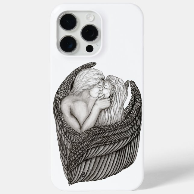 Funda De Case-Mate Para iPhone Angels Kissing , diseño en blanco y negro (Reverso )