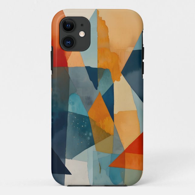 Funda De Case-Mate Para iPhone Ángulos abstractos de azul y Naranja (Reverso)