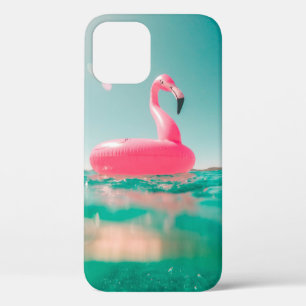 Funda Para iPhone 12 Anillo de natación de flamingo rosado en cuerpo d
