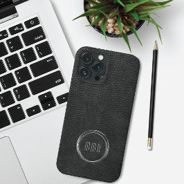 Funda Para iPhone 13 Pro Max Anillos plateados con aspecto de cuero mínimo