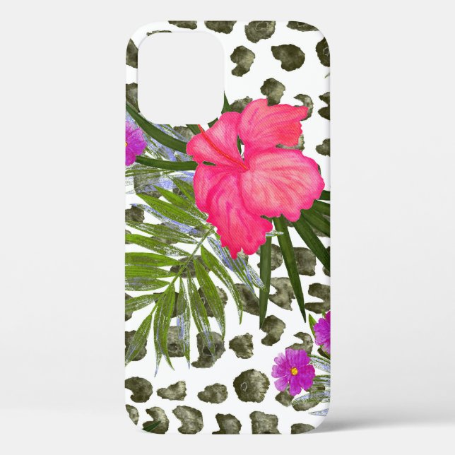 Funda De Case-Mate Para iPhone Animal Hibiscus: Patrón acuarela sin foco. (Reverso )