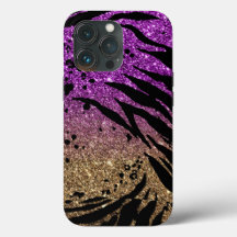 Animal Print on Purple & Gold Glitter