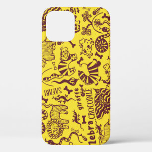 Funda Para iPhone 12 Animales africanos: Patrón cultural sin foco.