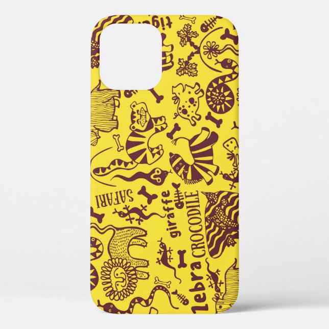 Funda De Case-Mate Para iPhone Animales africanos: Patrón cultural sin foco. (Reverso )