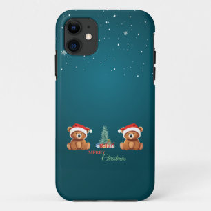 Funda Para iPhone 11 Animales cortos invierno Oso Santa Navidad árbol