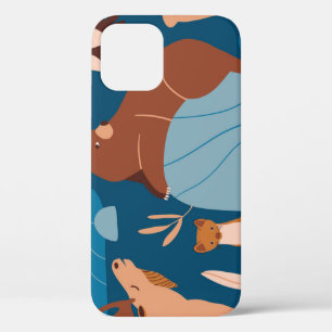 Funda Para iPhone 12 Animales de bosque, diseño sin costura.