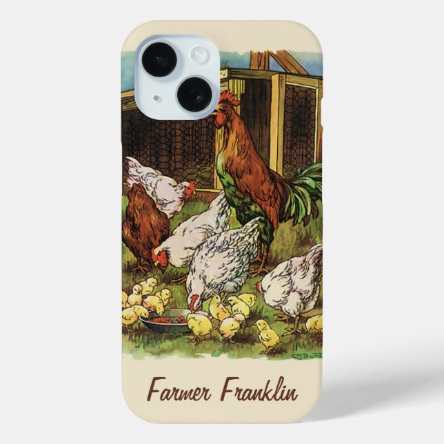 Funda De Case-Mate Para iPhone Animales de granja de cosecha, gallos, gallinas (Reverso )