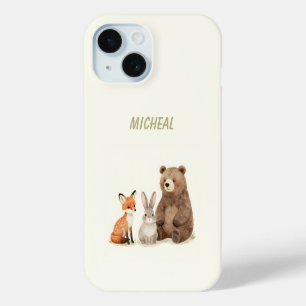 Funda Para iPhone 15 Animales del bosque de la selva con monograma
