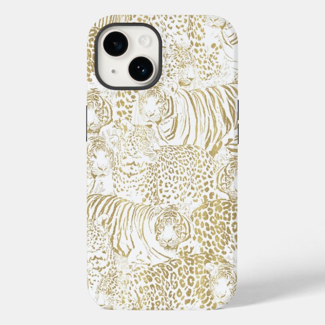 Funda De Case-Mate Para iPhone Animales del tigre leopardo dorado (Reverso )