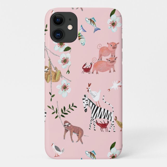 Funda De Case-Mate Para iPhone Animales Lemas rosadas y Patrón Cebra Cuta (Reverso)