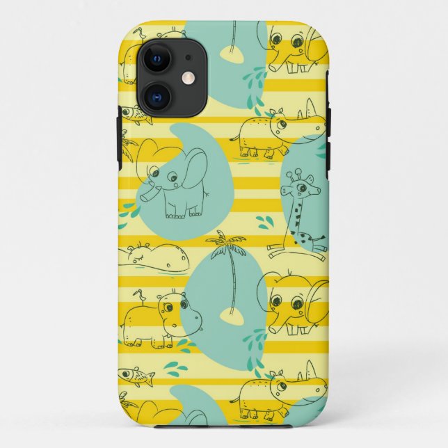 Funda De Case-Mate Para iPhone Animales lindos que juegan con agua 2 (Reverso)