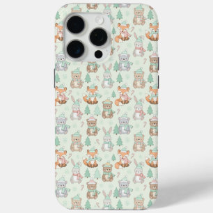 Funda Para iPhone 15 Pro Max Animales Navideños Adorables Patrón Continuo