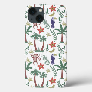 Funda Para iPhone 13 Animales tropicales con maxilar y mono sin soldadu