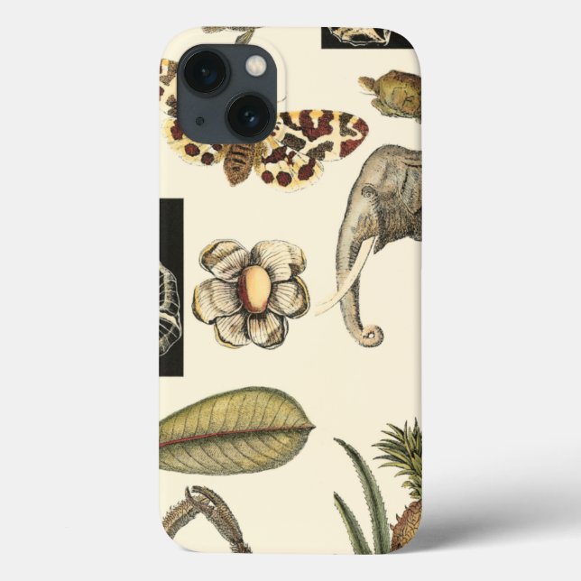 Funda De Case-Mate Para iPhone Animales variados pintados con fondo crema (Reverso)