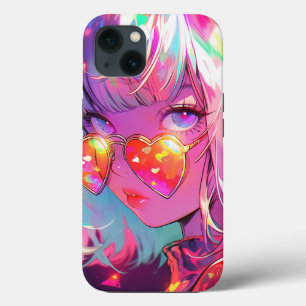 Funda Para iPhone 13 Anime Chica Hearts