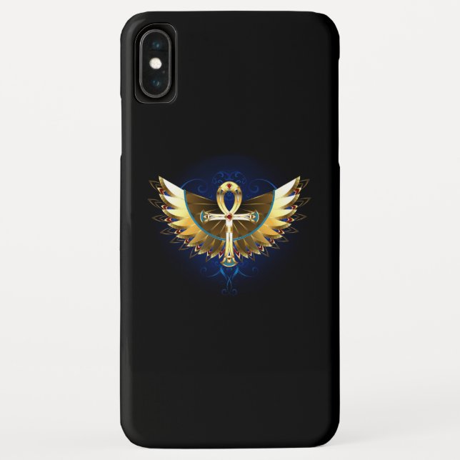 Funda De Case-Mate Para iPhone Ankh de oro con alas (Reverso)