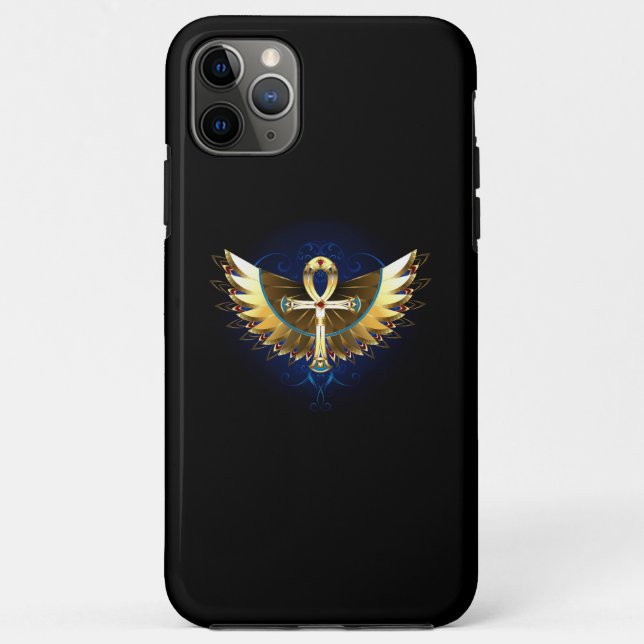 Funda De Case-Mate Para iPhone Ankh de oro con alas (Reverso)
