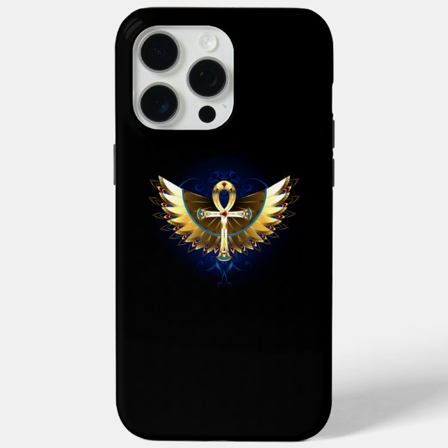 Funda De Case-Mate Para iPhone Ankh de oro con alas (Reverso )