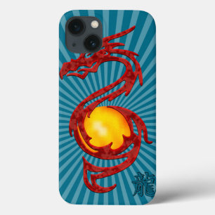 Funda Para iPhone 13 Año Chino del Dragón Rojo Metálico