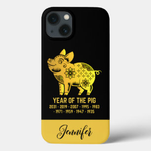 Funda Para iPhone 13 Año De Gradiente De Oro Del Nombre Zodiaco De Cerd