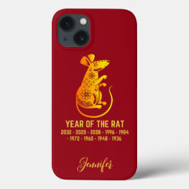 Funda Para iPhone 13 Año De Gradiente Oro De La Rata Nombre Zodiaco Roj