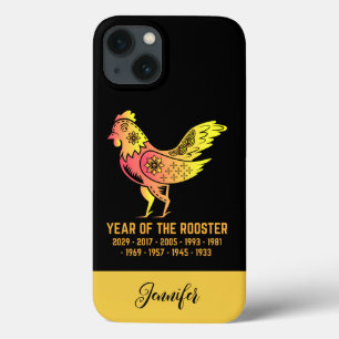 Funda Para iPhone 13 Año De Gradiente Oro De Nombre Zodiaco De Rooster 