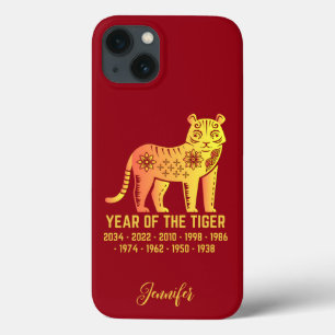 Funda Para iPhone 13 Año De Gradiente Oro Del Nombre Zodiaco Del Tigre 