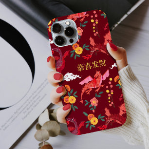 Funda Para iPhone 15 Año nuevo lunar del dragón rojo