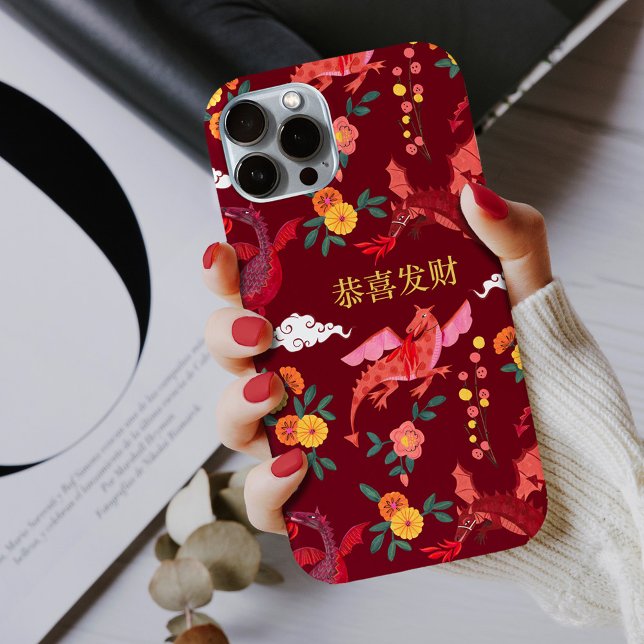 Funda De Case-Mate Para iPhone Año nuevo lunar del dragón rojo  (Lunar new year of the dragon red Case-Mate iPhone case)