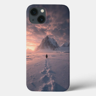 Funda Para iPhone 13 Antarctic Glow: Lone Penguin Sunset Journey Editio