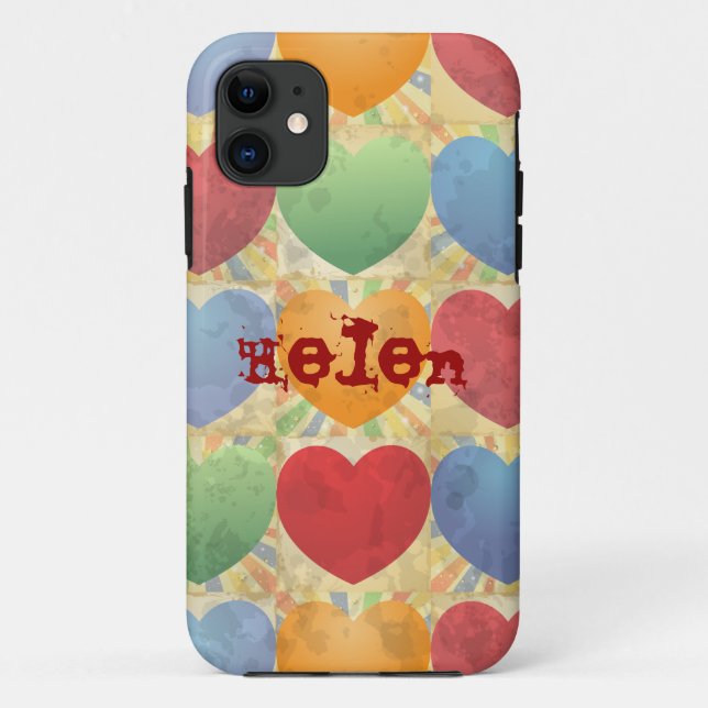 Funda De Case-Mate Para iPhone Antecedentes cardíacos y monograma (Reverso)