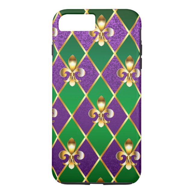 Funda De Case-Mate Para iPhone Antecedentes de joyas Mardi Gras (Reverso)