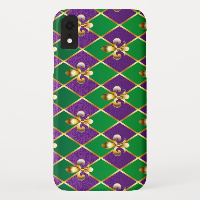 Funda De Case-Mate Para iPhone Antecedentes de joyas Mardi Gras (Reverso)