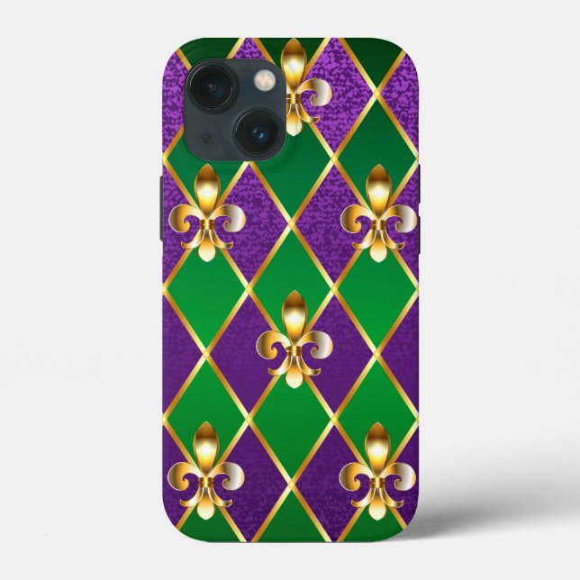 Funda De Case-Mate Para iPhone Antecedentes de joyas Mardi Gras (Reverso )