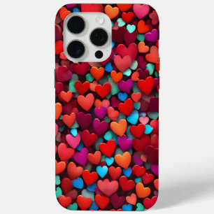 Funda Para iPhone 15 Pro Max Antecedentes de los corazones rojos romance video 