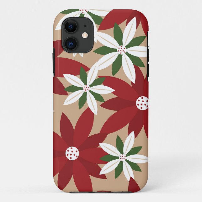 Funda De Case-Mate Para iPhone Antecedentes de los Navidades Poinsettia (Reverso)