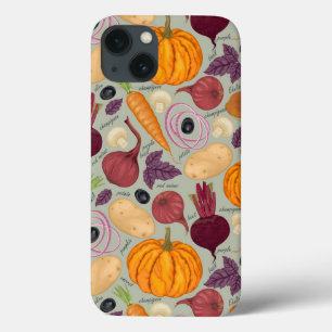 Funda Para iPhone 13 Antecedentes retro de verduras frescas