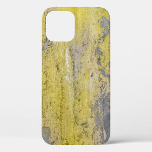 Funda Para iPhone 12 Antigua pared de hormigón gris con pintura amarill
